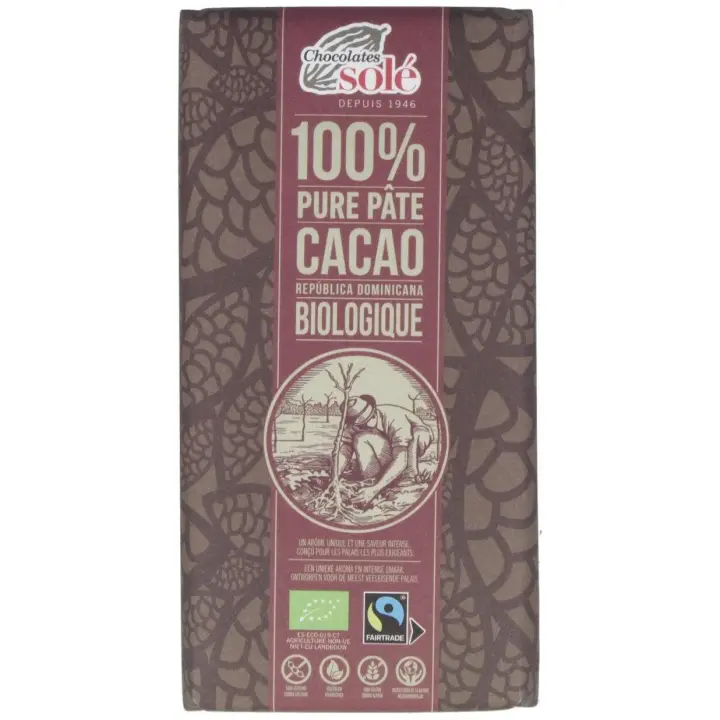 Chocolates Sole 100% Pasta Pura Cacao 100G - 1