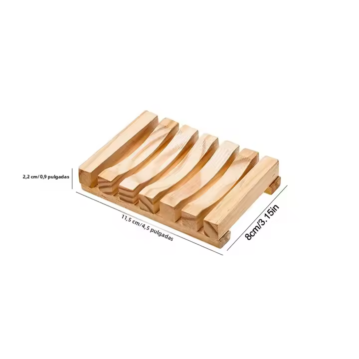 Soporte Para Jabón De Bambú Natural Caja De Drenaje Para Baño Evita La Mildad Bandeja De Madera Para Baño Y Cocina - 1