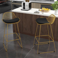 HOMCOM Juego de 2 Taburetes Altos de Cocina Moderno Taburetes de Bar con Cojín de Terciopelo Respaldo y Reposapiés Carga 120 kg 46,5x48x93 cm Dorado - details 1