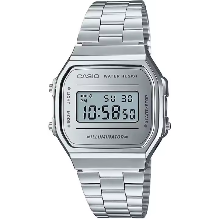 Reloj Casio Vintage A168WEM-7EF alarma, luz LED, correa de acero inoxidable, resistente al agua - 1