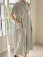 Vestido De Verano Vintage REALEFT Para Mujer Con Botones Y Bolsillos Estilo Coreano Casual Largo Hasta La Rodilla Traje De Trabajo - details 1