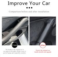 4PCS Cubierta Protectora De Manija Interior De Puerta Para Tesla Model 3/Y En Cuero PU Accesorios De Auto Para Estilo Interior - details 3