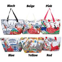 Bolso de playa plegable grande con cremallera - Bolso de hombro ligero y duradero con monedero incluido, ideal para compras, camping y viajes, diseño de hojas tropicales impreso, múltiples colores disponibles - details 5