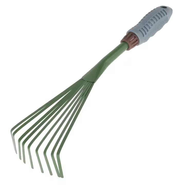 Rake De Jardín Con 9 Dientes Y Mango Cómodo 15.5 Pulgadas Herramienta De Limpieza Y Riego Para Hierba Y Excremento De Animales Domésticos - 1
