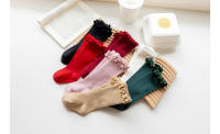 Calcetines De Encaje Para Bebés Y Niñas Infantiles Algodón Suave De Color Sólido Con Flor Adecuados Para Navidad Talla Grande Para 0-3 Años - details 5