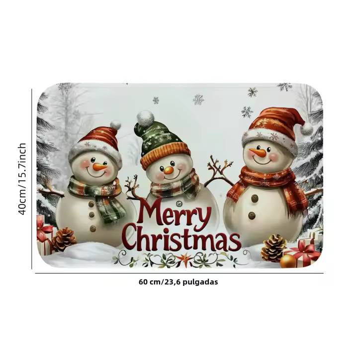 Alfombra De Entrada Multifuncional De Navidad Con Diseño De Payaso De Nieve Cómoda Para Hogar Cocina Baño Material De Poliéster Antideslizante Impermeable Resistente Al Desvanecimiento Lavable a Máquina - 1