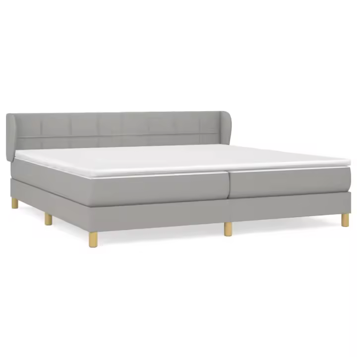 vidaXL Cama box spring con colchón tela gris claro 200x200 cm - 1