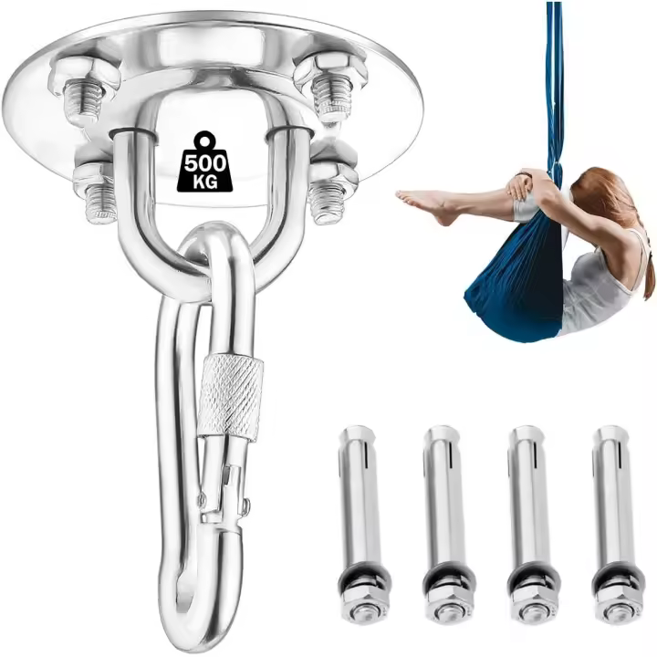 Gancho de Techo de Maple Inoxidable para Colgar Hamaca y Saco de Boxeo - Kit de Suspensión de Entrenamiento 500 Kg - 1