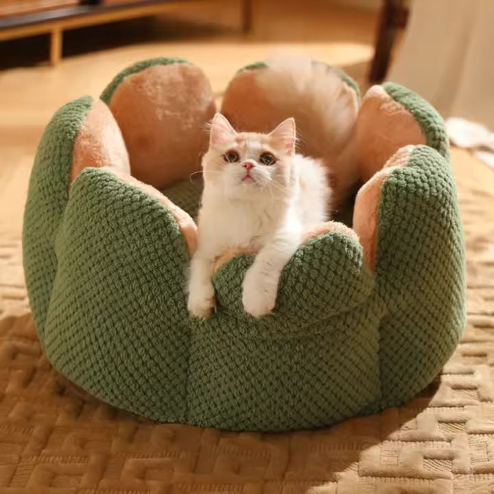 Casa De Mascotas De Lujo Para Gatos Y Perros Cactus Cartoon Cómodo Y Caliente En Invierno Almohadilla Para Mascotas Plegable Y Lavable Suministros Para Mascotas - 1