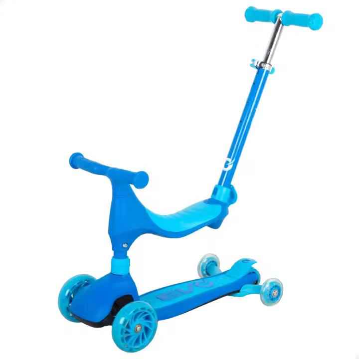 EVO - Patinete evolutivo 4 en 1, azul o rosa, triciclo bebé, correpasillos infantil, manillar regulable 3 alturas, freno trasero, base antideslizante, juguetes niños 1 año, patinetes infantiles, asiento carga máxima 20 kg, patinete máx. 35 kg - 1