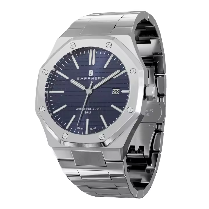 Reloj De Hombre SAPPHERO Oro Rosa Lujo Acero Inoxidable Resistente Al Agua Moda Deportiva Calendario Luminoso Regalo Elegante - 1