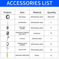 Kit De Cable De Acero Inoxidable Para Tienda De Campaña Y Jardín Con Tornillos M4 Y Ajustadores De Tensión PVC Cubierta - details 1