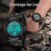 Reloj digital para hombre, deportivo, militar, resistente al agua, cronógrafo, para exteriores, con luz de fondo LED, alarma y fecha - details 4