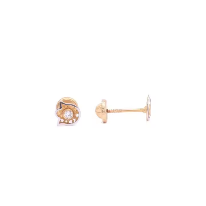 1290308 - Pendientes de oro de 18k bicolor en forma de Flor de Lis con 1 circonita Oro bicolor de 18kt. (750mm)  Niña - 1