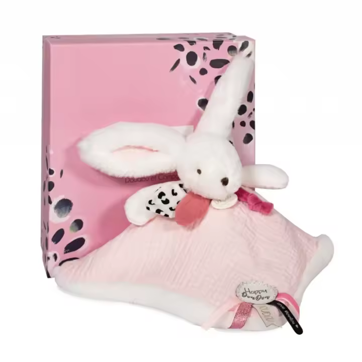 Caja regalo con Doudou Conejito pompom rosa 25 cm  DouDou Et Compagnie - 1