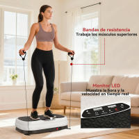 SPORTNOW Plataforma Vibratoria, 50 Velocidades 3 Programas, Plataforma Vibración Muscular con Pantalla LED, Mando a Distancia, Bandas Elásticas, para Entrenamiento Corporal Completo, Ejercicio en Casa - details 5