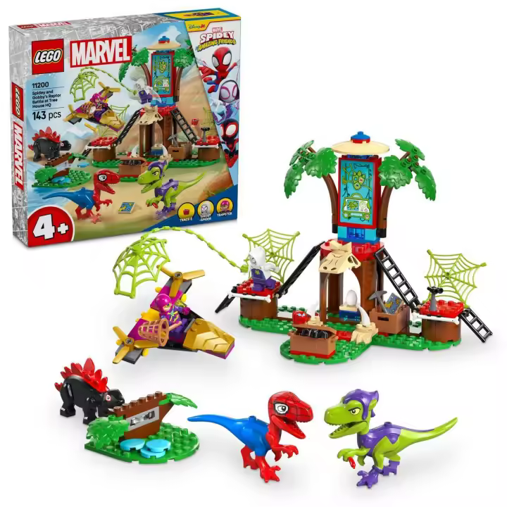 LEGO 11200 Marvel Spidey y Gobby: Batalla de Raptores en la Base de la Casa del Árbol, Dinosaurios de Juguete, Minifigura Spider Fantasma, Regalo para Niños y Niñas de 4+ Años Spidey y su Superequipo - 1