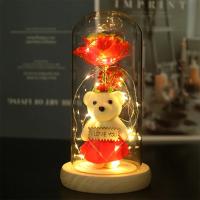 Rosa Eterna Artificial Con Cubierta De Vidrio Y Luz LED Decoración De Flores Para Bodas Y Días De San Valentín Regalo Para Madre - details 2