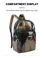 Mochila Transparente De PVC Para Mujer TINYAT Casual Multibolsillos Impermeable Con Bolsillo Para Portátil Escolar Deportiva Al Aire Libre - details 3