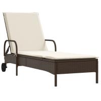 vidaXL Tumbona con ruedas y cojín ratán sintético Negro, Marrón, Gris Sillas de Exterior Ideal para jardín, playa, piscina, terraza Tumbona Piscina Tumbonas Playa Tumbonas Jardín Exterior - details 4