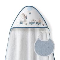 Interbaby Capa de baño de bebe 1 metro x 1 metro algodon 100% con babero de regalo - details 0