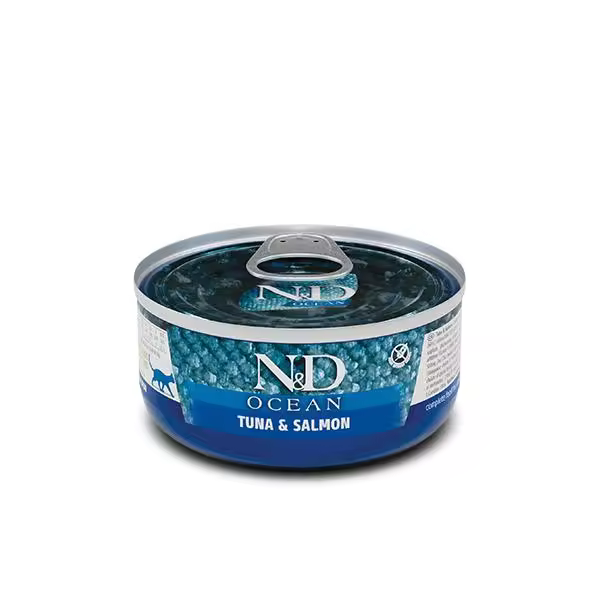 FARMINA N&D CAT OCEAN ATUN SALMON CAJA 24X70GR / Alimento completo para gatos adultos - 1
