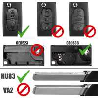 Ociodual Mando Llave Funda Carcasa CE0536 HU83 Key Case para Peugeot 206 207 306 307 308 407 607 806, Citroen C2 C3 C4 C5 C6 - details 3