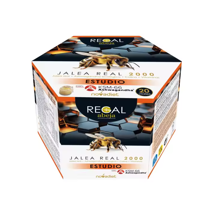 Novadiet Jalea Real 2000 Estudio 20 viales con  jalea real, Ashwagandha, Colina, vitaminas - 1