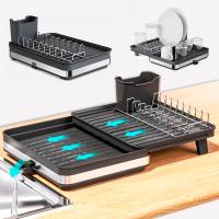 JUPPLIES Escurreplatos Plegable de Acero Inoxidable con Soporte para Cubiertos Extraible - Escurridor De Platos para Fregadero con Drenado al Fregadero, Diseño Moderno, Escurre Platos Negro. - details 3