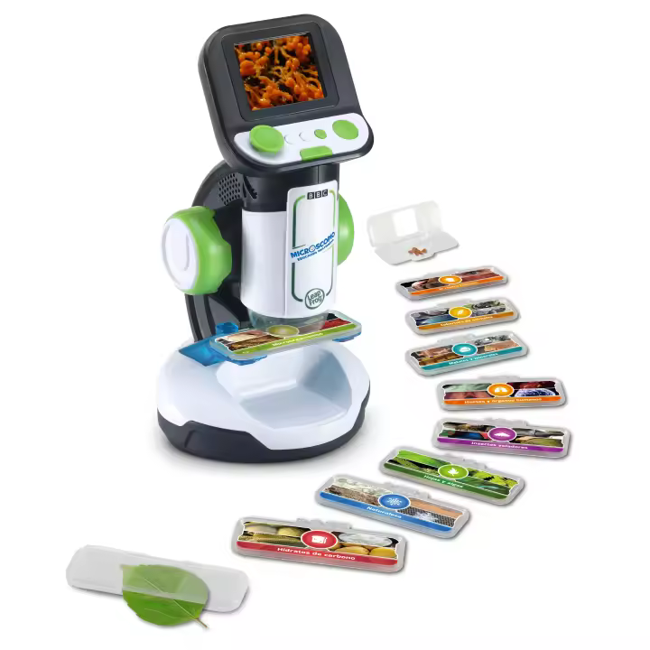 VTech - Microscopio Educativo Multimedia 616122:Juguete Científico Interactivo +7 Años. Vídeos de la BBC, 240 Imágenes, 18 Tarjetas Inteligentes y Juegos de Aventura. Zoom de 200x,  ¡Explora el Mundo que te Rodea! - 1