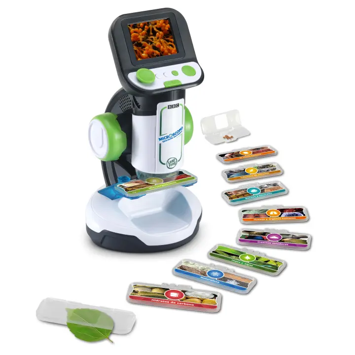 VTech - Microscopio Educativo Multimedia 616122:Juguete Científico Interactivo +7 Años. Vídeos de la BBC, 240 Imágenes, 18 Tarjetas Inteligentes y Juegos de Aventura. Zoom de 200x,  ¡Explora el Mundo que te Rodea! - 1