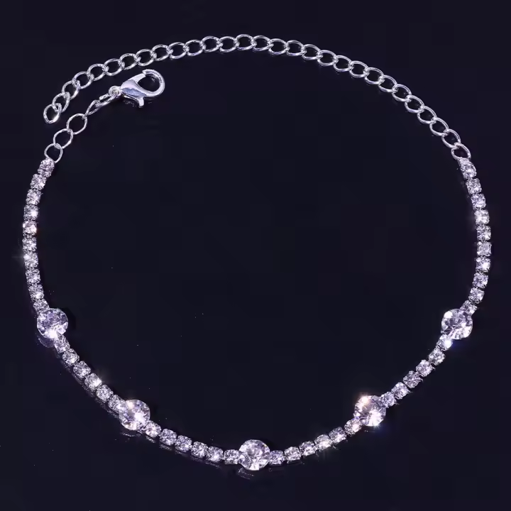 Pulsera De Tiras De Cristal Bohemio En Forma Redonda Para Mujer Cadena De Pies Para Playa Moda 2024 Accesorios De Regalo - 1