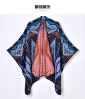 Chal grueso y cálido para mujer, estilo retro, de jacquard, de talla grande, con abertura para mujer, para otoño e invierno - details 1