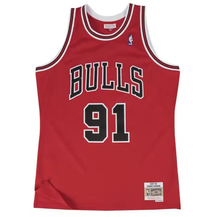 Camiseta Dennis Rodman Chicago Bulls - Mitchell and Ness swingman roja - 1