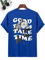 Camiseta De Algodón Para Hombre Cood Things Take Time Con Grafico De Letras Estilo Casual Para La Calle Camiseta Transpirable Para El Verano - details 1