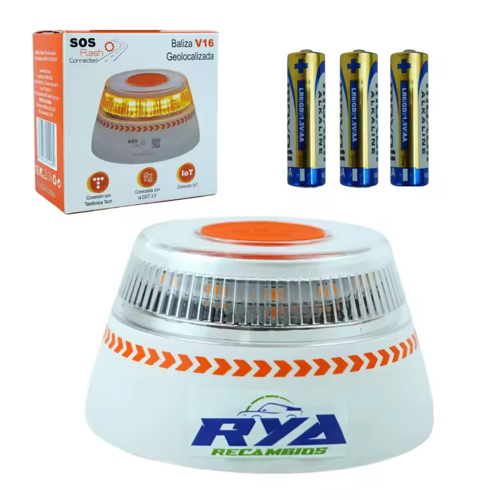 RYA Luz de Emergencia Homologada DGT V16 - Baliza Geolocalizada para Coche con Función de Alerta y Resistencia a la Lluvia - 1