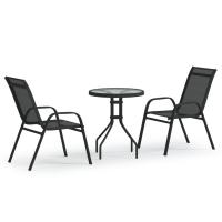 vidaXL Juego de bistro de jardín de 3 piezas negro - details 1