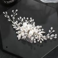 Peine De Flor De Perla Para Mujer Accesorio Elegante De Cabello Para Boda Joyería De Cabeza De Aleación De Zinc Plata - details 2