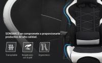 SONGMICS Silla Gaming, Silla Racing Ergonómica, Silla Giratoria de 360°, con Reposapiés, Reposacabezas, Cojín Lumbar y Respaldo Alto, Cuero Sintético, Altura Ajustable, Negro y Blanco - details 1