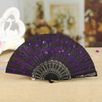 Abanico Plegable De Lujo Estilo Chino Vintage Para Bodas Y Fiestas Con Doble Cara De Encaje Y Seda Diseño De Flor Para Baile Y Manualidades - details 14