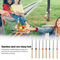 8Pcs Palas De Barbacoa Telescopio Acero Inoxidable Doble Brochetas De Metal Para Asar Churros S'mores Y Picnic Camping - details 1