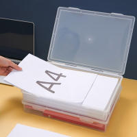Caja De Almacenamiento Para Archivos De Plástico Organizador Transparente Cuadrada A4 Caja De Escritorio Protegida Contra Polvo - details 4