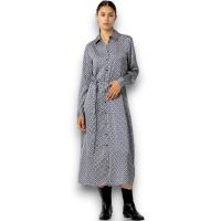 Vestido Tiffosi Sodade con cuello de solapa y manga larga. Cinturón del mismo tejido y cierre frontal con botones. - details 0
