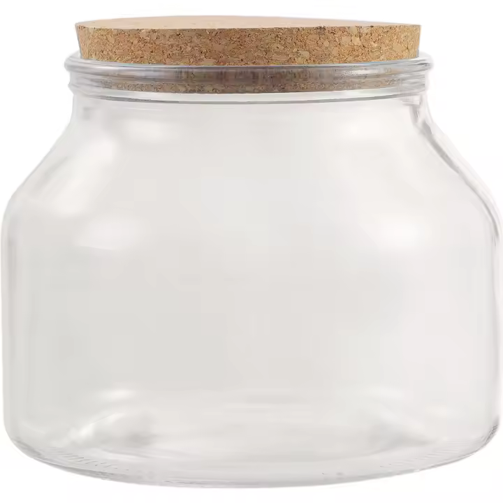 LA MEDITERRANEA - TARRO VIDRIO TAPÓN CORCHO 1600ML  - Tarro Hermético Duradero y Versátil - Tarro Hermético para Almacenamiento Eficiente - Tarro Hermético Práctico y Funcional - Tarro Hermético de Calidad Premium - Tarro Hermético para Alimentos - 1