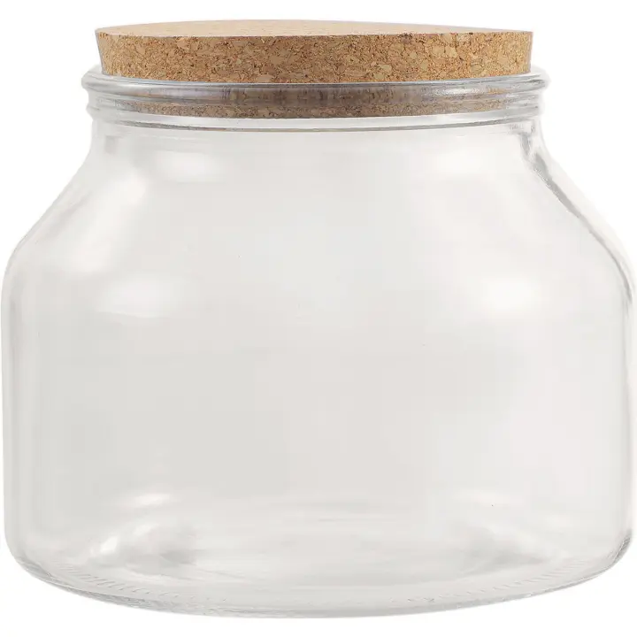 LA MEDITERRANEA - TARRO VIDRIO TAPÓN CORCHO 1600ML  - Tarro Hermético Duradero y Versátil - Tarro Hermético para Almacenamiento Eficiente - Tarro Hermético Práctico y Funcional - Tarro Hermético de Calidad Premium - Tarro Hermético para Alimentos - 1