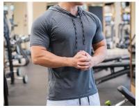 Sudadera De Carrera Para hombreQuick Drying Muscle Shirt Con Capucha Corta Para Gimnasio Y Entrenamiento Deportivo - details 3