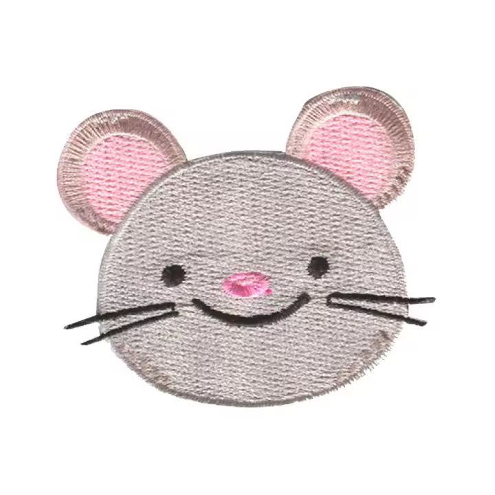 Parches Ropa Parche Bordado Ropa – Exclusivo – Animal Faces – Ratón – 6,0 x 5,5 cm. - Moda The Happy Patch - 1