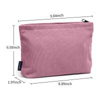 Bolso De Viaje Para Maquillaje De Gran Capacidad De Corduroy Organizador De Cosméticos Portátil Para Mujeres Bolso De Almacenamiento De Maquillaje Con Cierre De Cremallera - details 5