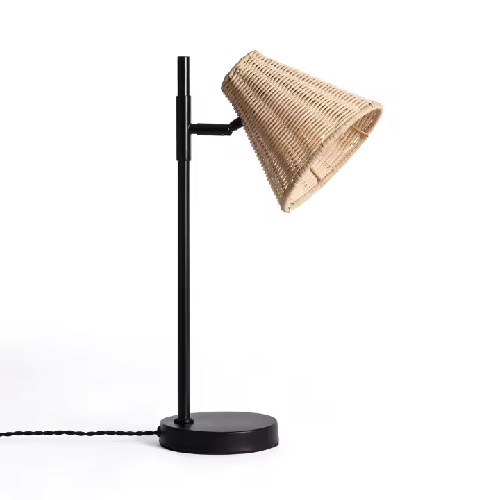 Ledkia Lámpara de Mesa Metal y Ratán Cesto Diseño de Calidad - 1