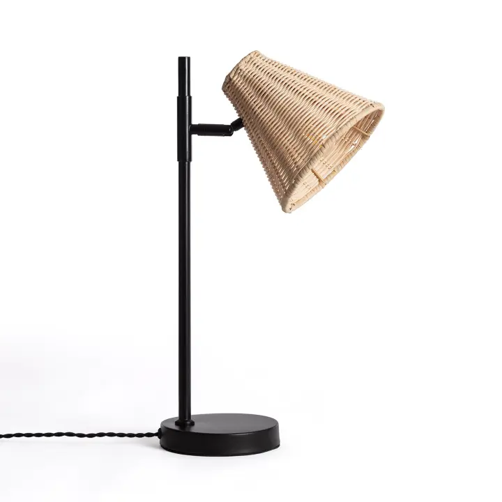 Ledkia Lámpara de Mesa Metal y Ratán Cesto Diseño de Calidad - 1